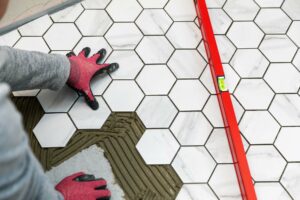 installing hexagon pattern tile flooring